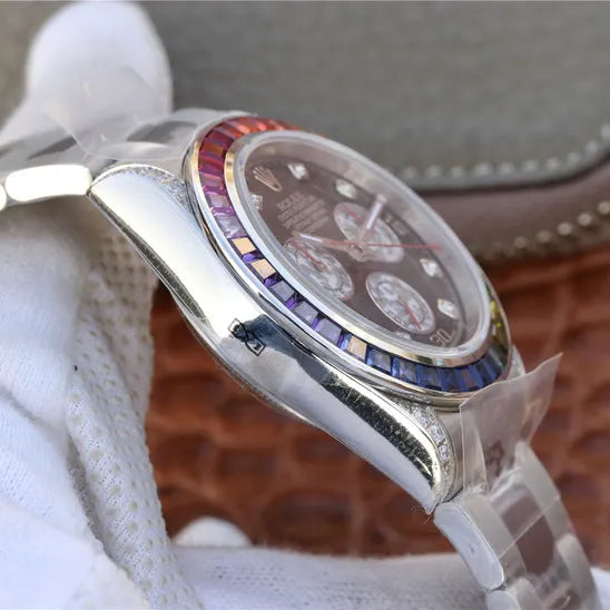 Daytona Rainbow Diamond Silver Stainless Steel 40mm