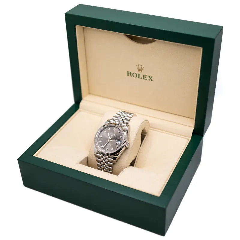 DateJust 41 Rhodium Diamond Dial 126334 Steel & 18k White Gold