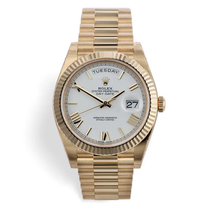 228238 DAY-DATE 40MM PRESIDENT 18K YELLOW GOLD SILVER ROMAN DIAL