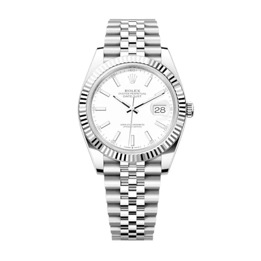 Datejust 41 Oystersteel and 18K White Gold 41 mm White Dial 126334-0010