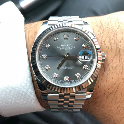 DateJust 41 Rhodium Diamond Dial 126334 Steel & 18k White Gold