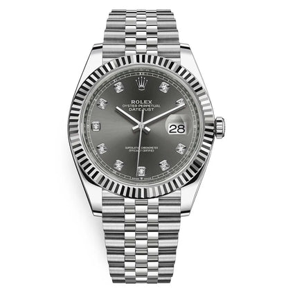 DateJust 41 Rhodium Diamond Dial 126334 Steel & 18k White Gold