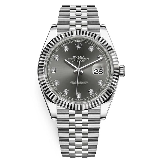 DateJust 41 Rhodium Diamond Dial 126334 Steel & 18k White Gold