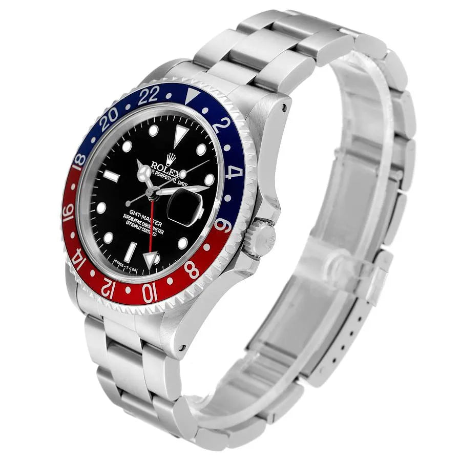 GMT Master 40mm Blue Red Pepsi Bezel Steel Mens Watch 16700