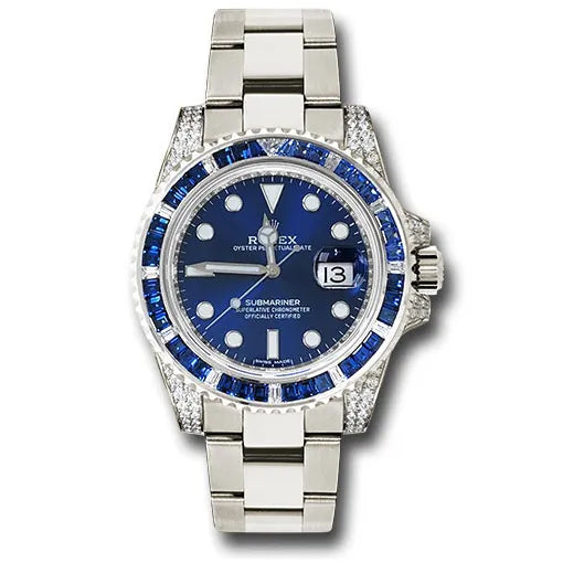 Big Promotion -  Submariner Date 116659 SABR 18K White Gold Diamonds Sapphires Unworn