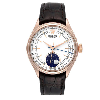 Cellini Moonphase White Dial Rose Gold 39mm Mens Watch 50535 New