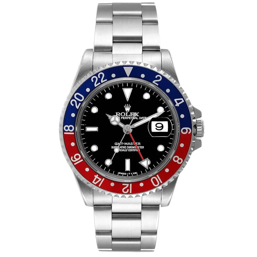 GMT Master 40mm Blue Red Pepsi Bezel Steel Mens Watch 16700