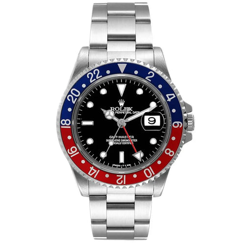 GMT Master 40mm Blue Red Pepsi Bezel Steel Mens Watch 16700