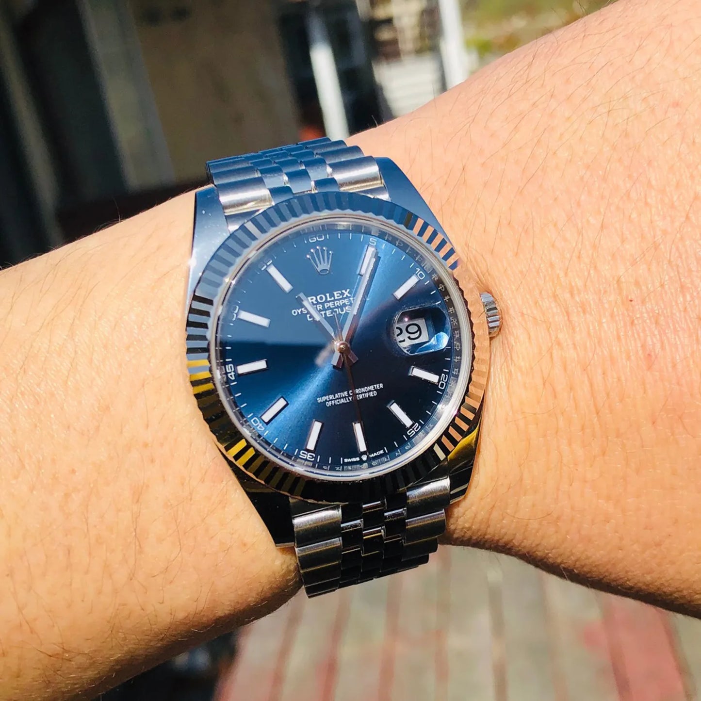 Datejust 41mm Oystersteel and white gold Bright Blue Dial 126334-0002