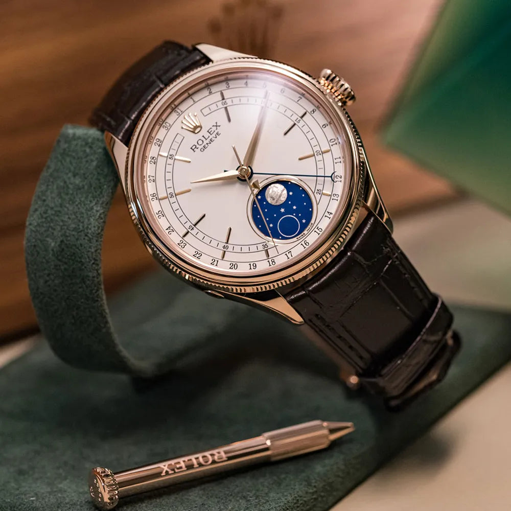 Cellini Moonphase White Dial Rose Gold 39mm Mens Watch 50535 New