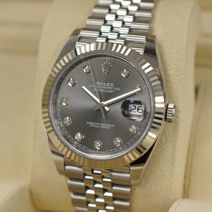 DateJust 41 Rhodium Diamond Dial 126334 Steel & 18k White Gold