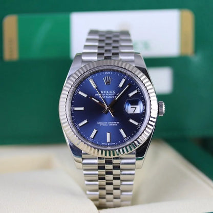 Datejust 41mm Oystersteel and white gold Bright Blue Dial 126334-0002