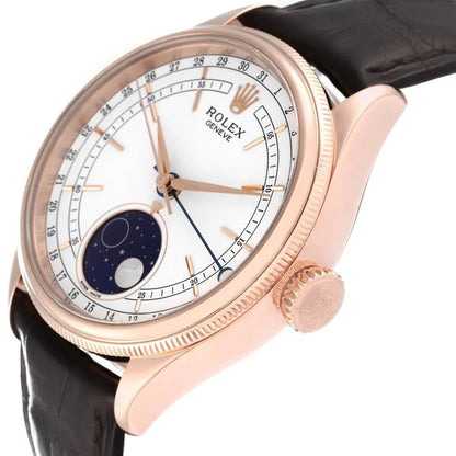 Cellini Moonphase White Dial Rose Gold 39mm Mens Watch 50535 New