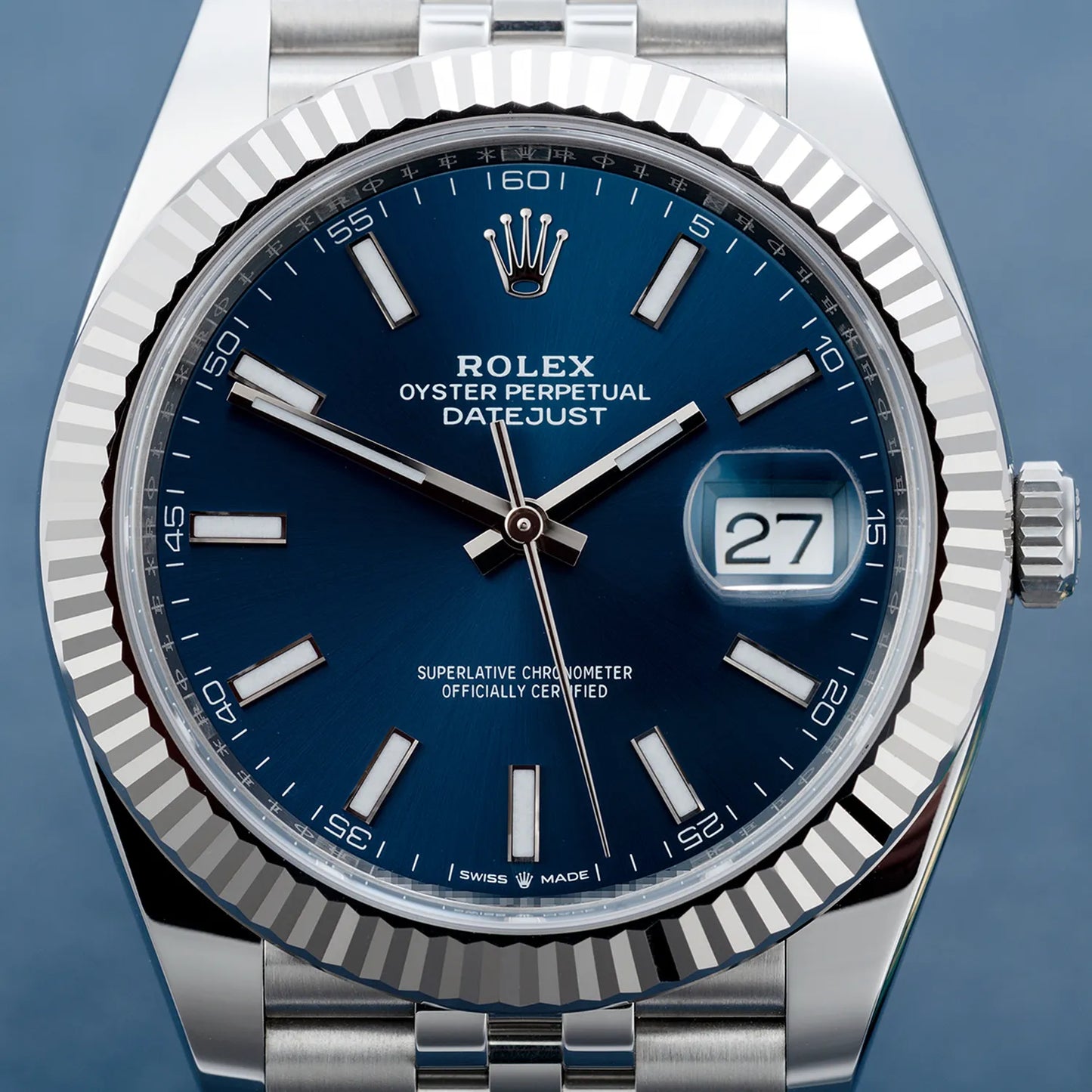 Datejust 41mm Oystersteel and white gold Bright Blue Dial 126334-0002