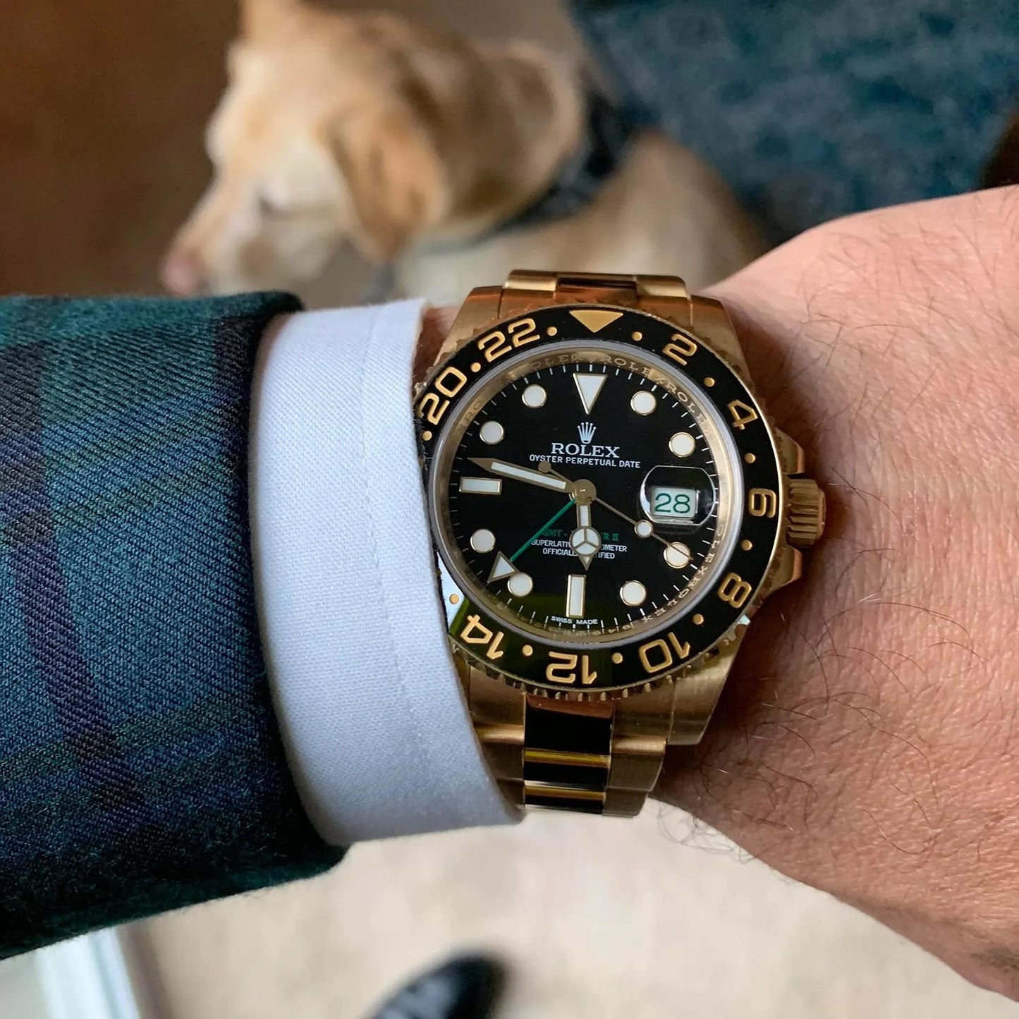 GMT Master II 18k Yellow Gold Oyster Bracelet 116718LN Unworn