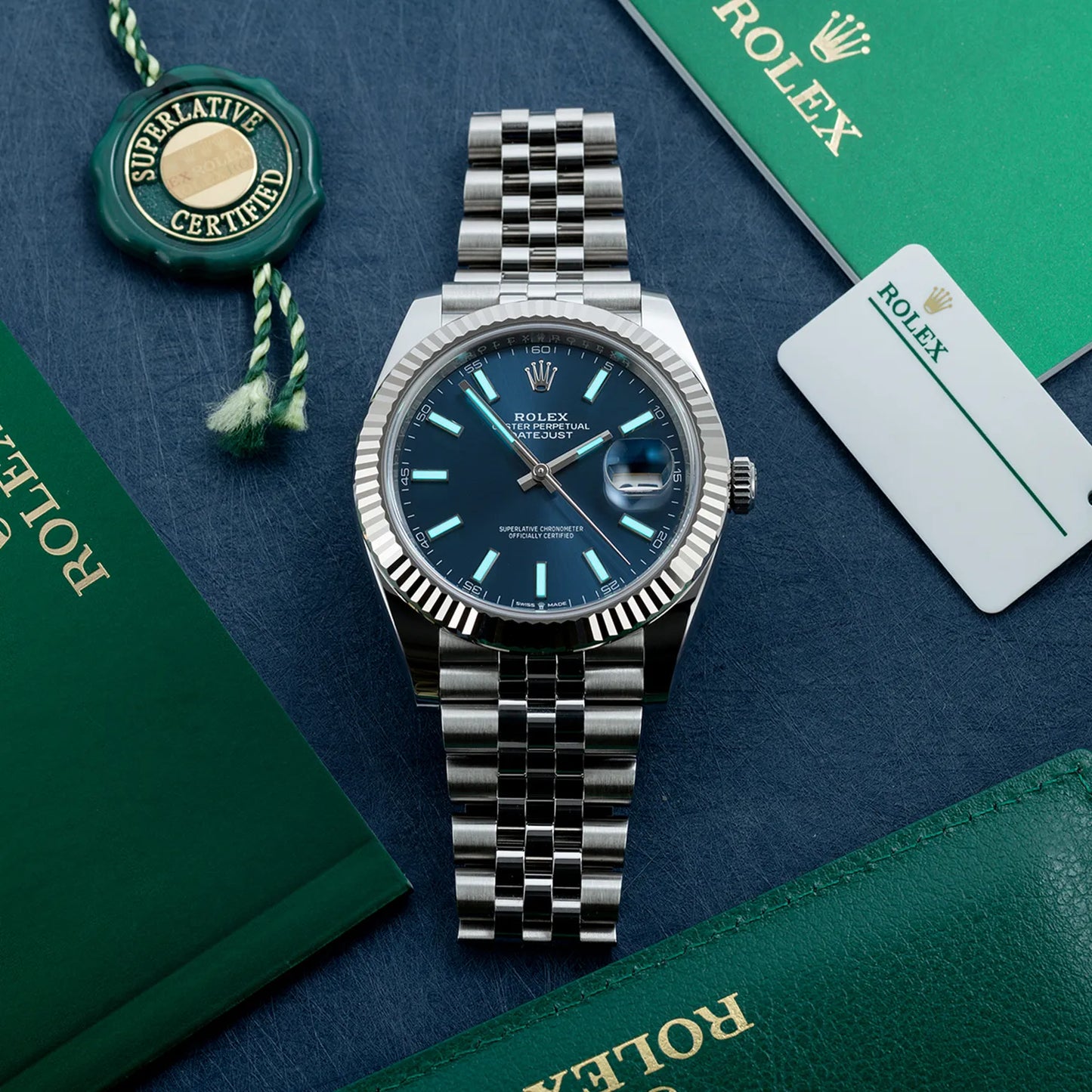 Datejust 41mm Oystersteel and white gold Bright Blue Dial 126334-0002