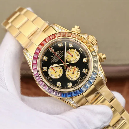 Daytona Rainbow Diamond Yellow Gold Stainless Steel 40mm